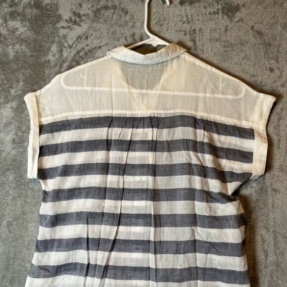 Hei Hei Anthropologie Perpignan Sz Small 100% Cotton Striped Button Front Blouse - Picture 3 of 6